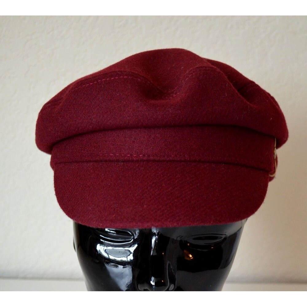 Frye Women's Burgundy Wool Blend Cadet Hat Med / Large Structured Style Lined